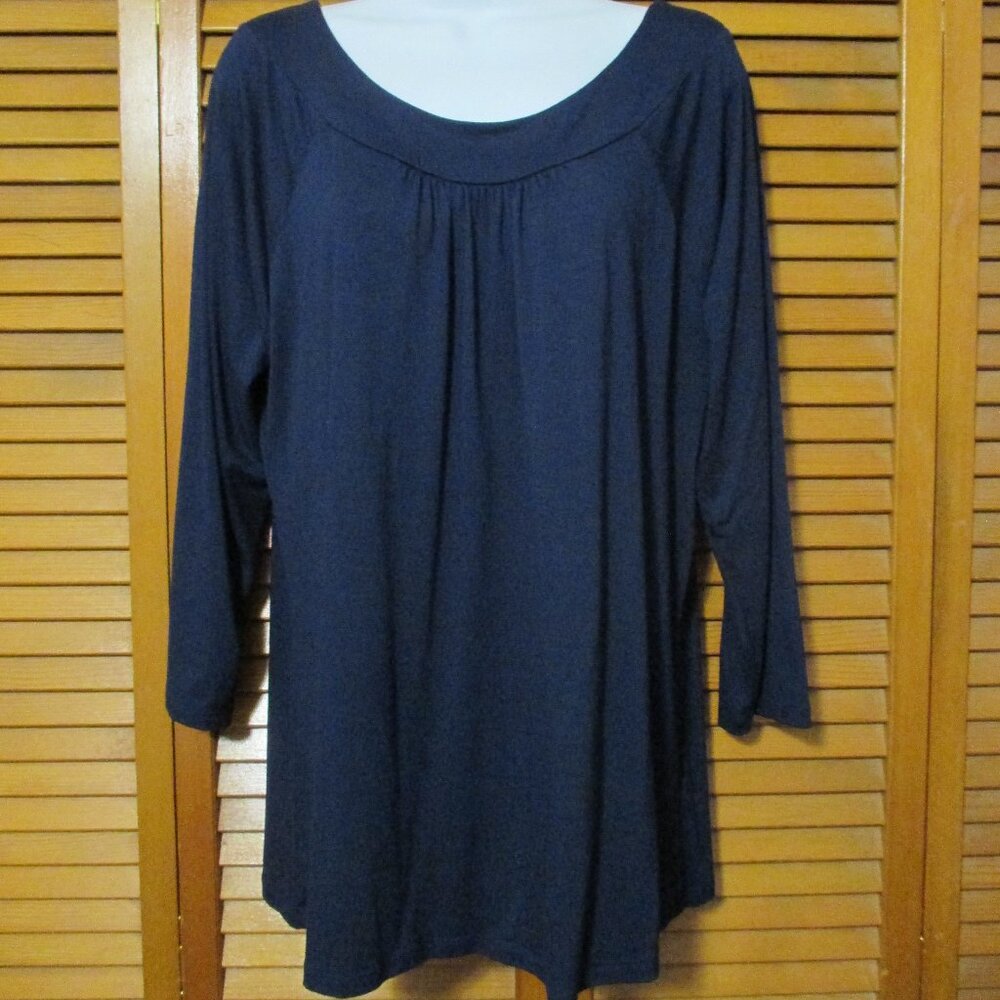 Tweeds navy blue top lightweight 3/4 sleeve soft stretchy pullover size XL